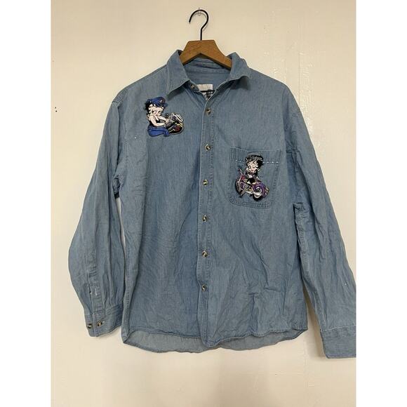 Betty Boop Denim Shirt Chambray Blue Size Small - Picture 1 of 6